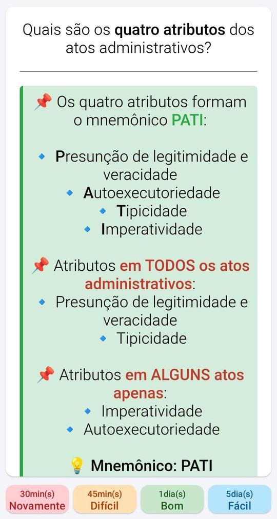 Flashcard Condensado mostrando conceito e aplicação